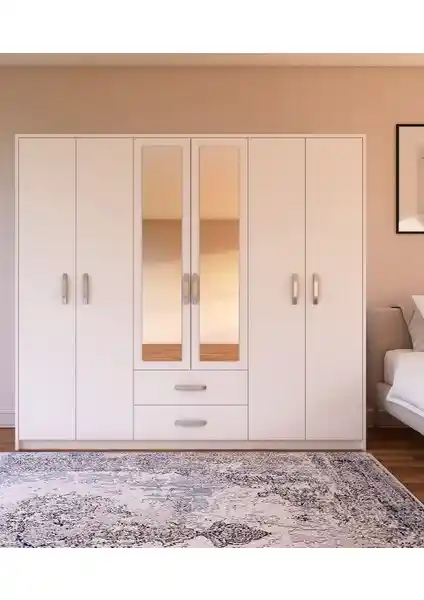 Metalia Gm315 Cesar 6 Kapaklı Aynalı Gardırop Modern ve Fonksiyonel Tasarım