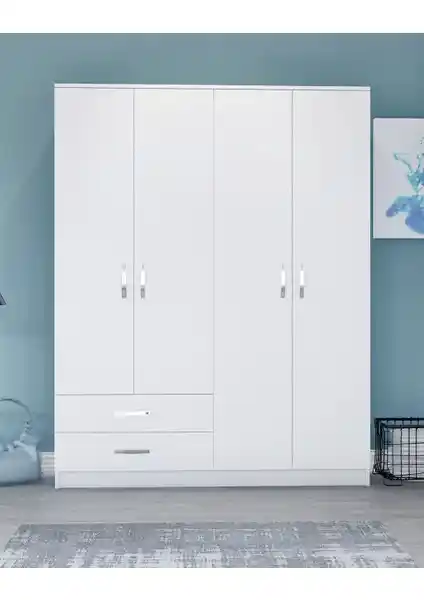 Metalia Novado 4 Kapaklı 2 Çekmeceli Gardrop: Modern ve Dayanıklı Depolama Çözümü