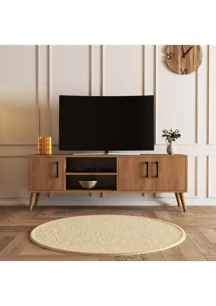 Mezza 1586 Exxen Ahşap Ayaklı TV Ünitesi 150 cm genişlik ve modern tasarım