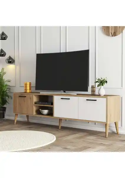 Mezza Exxen 180 cm Ahşap Ayaklı Modern TV Ünitesi - Şıklık ve Fonksiyonellik