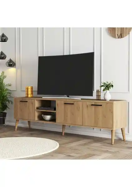 Mezza Exxen 180 cm Ahşap Ayaklı TV Ünitesi Modern ve Şık Tasarım Özellikleri
