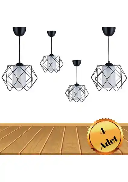 MHK Collection Siyah Tasarım Beyaz Mika Camlı Modern ve Şık Aydınlatma Avizesi