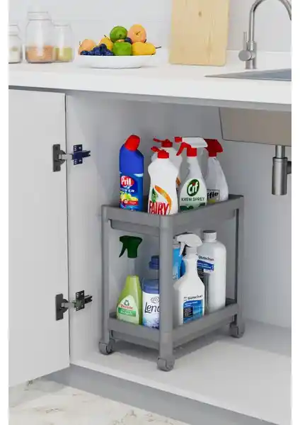 MiniHome 2 Katlı Tekerlekli Düzenleyici Raf: Mutfak ve Banyo İçin Pratik Çözüm