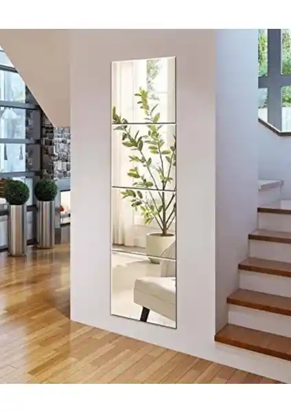 Mirrorss 4 Parça Dekoratif Kare Duvar Aynası Modern İç Mekanlar İçin Şık Tasarım