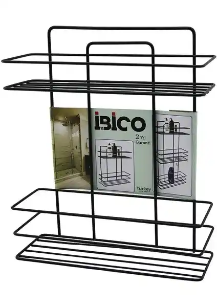 Misda Store Siyah 2 Katlı Metal Banyo Köşelik Modern ve Fonksiyonel Tasarım