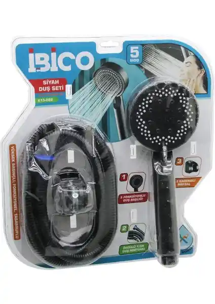 Misda Store Vakumlu Siyah Lüks Duş Seti Modern ve Dayanıklı Banyo Deneyimi Sunar