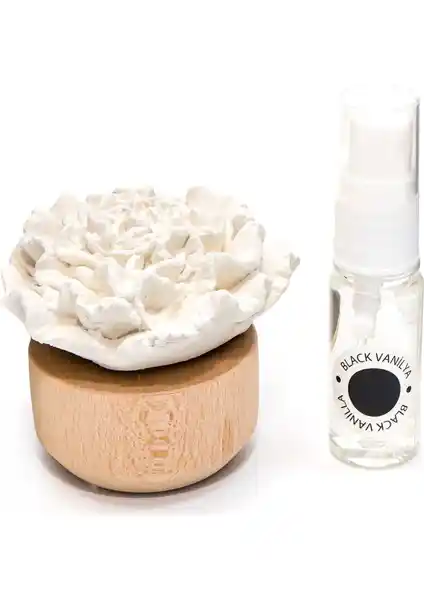 Missi Ahşap Kaideli Black Vanilya Kokulu Seramik Taş Hediye Seti – Estetik ve Fonksiyonel Tasarım