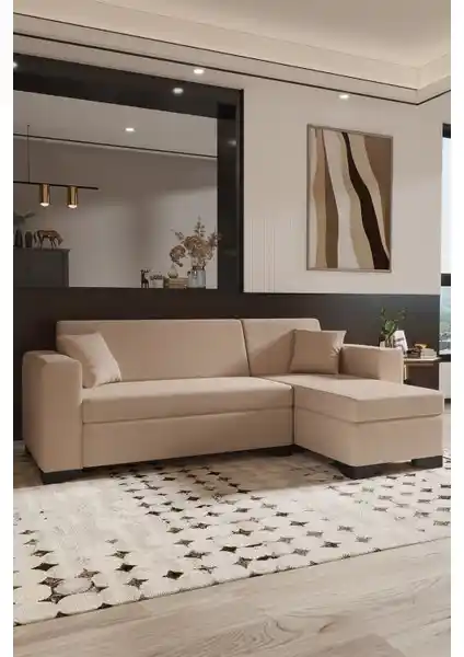 ModaLife Toronto Salon Oturma Odası Köşe Takımı Krem Renk Modern Tasarım ve Konfor