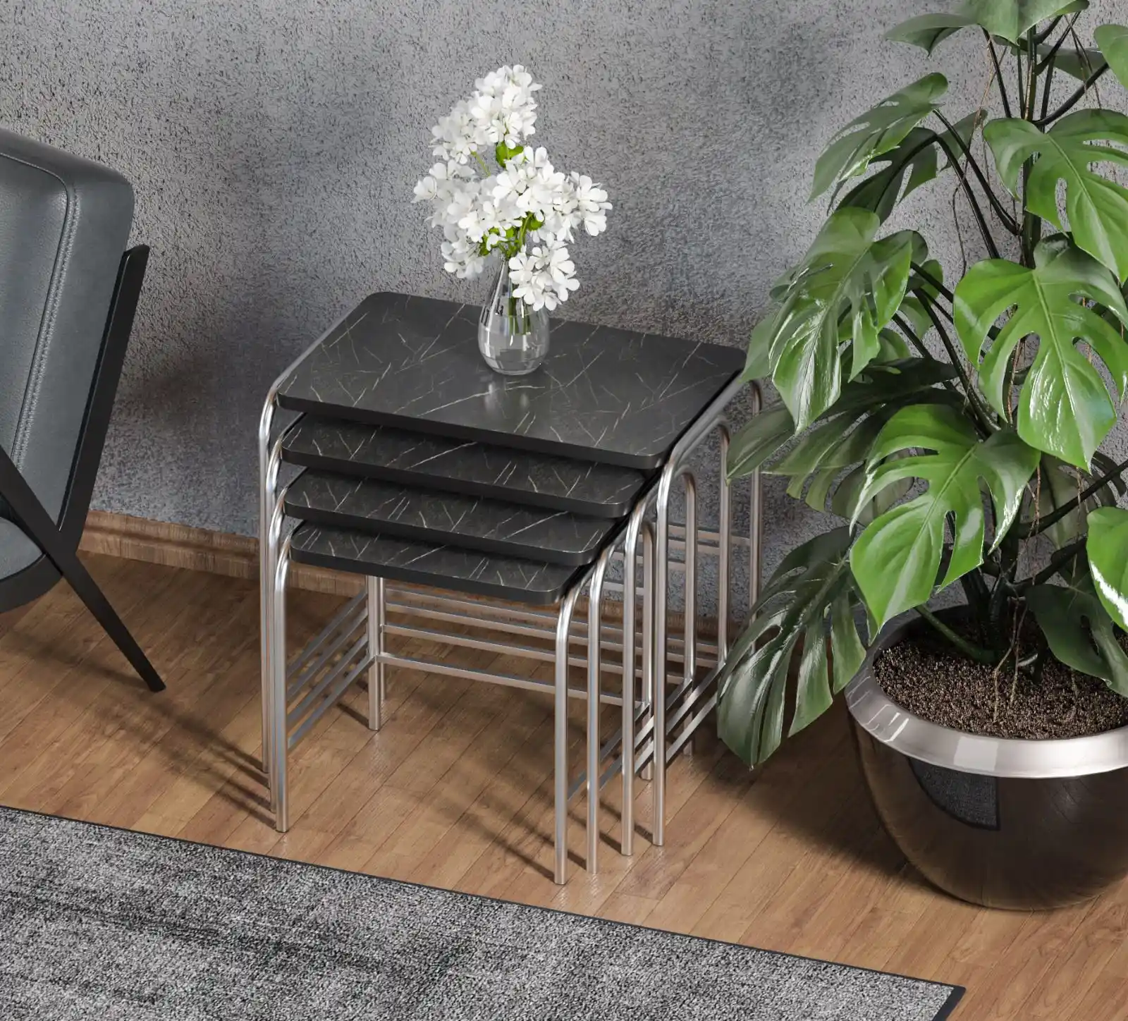 Modern 4’lü Cam Zigon Sehpa Setleri ile Dekorasyonunuza Şıklık Katın