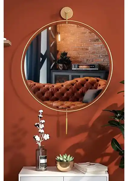 Modern Dekoratif Duvar Aynası MetaQuartz Ortaboy Gold ile Şıklık ve Fonksiyonellik