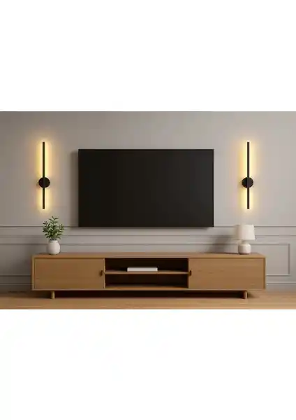 Modern Siyah İnce Çizgi Pilli LED Duvar Aplikleri ile Şık ve Pratik Aydınlatma Çözümleri