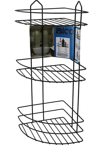 Modern Siyah Üçgen Metal Banyo Rafı Üç Katlı Duş Kabini Aksesuarları