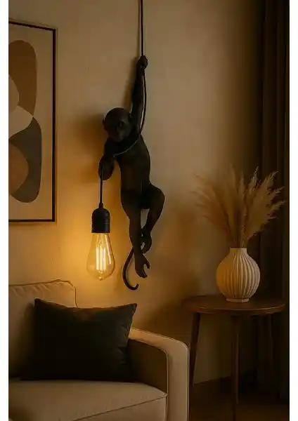 Modern ve Şık Siyah Maymun Figürlü 3D Duvar Aplikleri ile Mekânlarınıza Estetik Katın