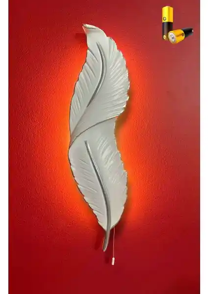 Modern ve Şık Tüy Tasarımlı Ledli Pilli Duvar Aydınlatması MBD Store