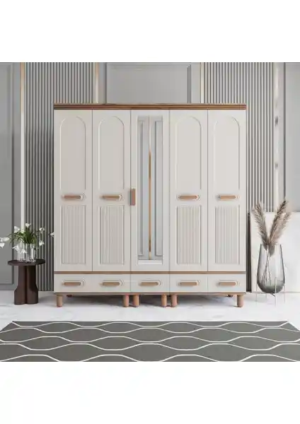 Monzio Otto 5 Kapaklı Çekmeceli Gardrop: Modern ve Şık Yatak Odası Depolama Çözümü