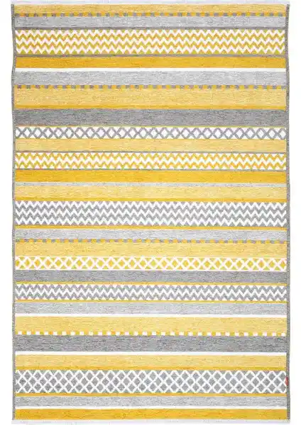 My Home İskandinav Kilim TRB-11341-F Sari Modern ve Çok Yönlü Dekorasyon Halısı
