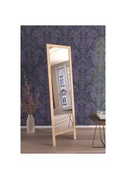 Naturel Ahşap Ayaklı Boy Aynası - Modern ve Sürdürülebilir Dekorasyon Unsuru