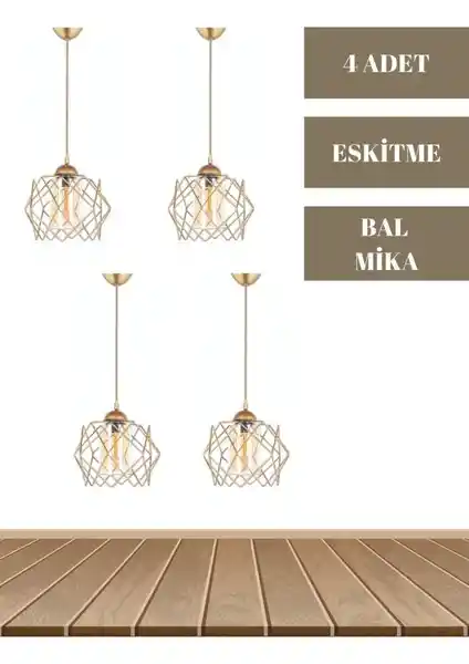 Nefiz Home Prizma Tekli Sarı Mikalı Eskitme Sarkıt Avize Modern ve Vintage Dekorasyon İçin