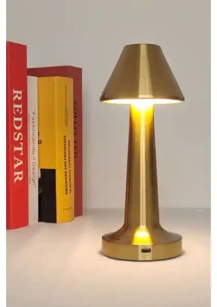 Neo Vista Şapkalı Mantar Model Altın Renk Dokunmatik Masa Lambası Çeşitli Ayar Seçenekleriyle
