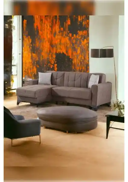 Nikshop Mons Yataklı Köşe Koltuk Takımı Kahve Rengi Modern ve Çok Fonksiyonlu Tasarım