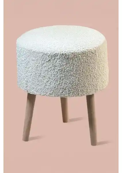 Niron 3 Ayaklı Mini Puf Teddy Kumaşlı Çok Yönlü Ev Dekorasyonu Parçası