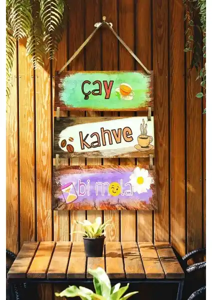 Nod Çay Kahve Mola 3'lü MDF Tablo Seti Modern ve Sağlıklı İç Mekan Dekorasyonu için