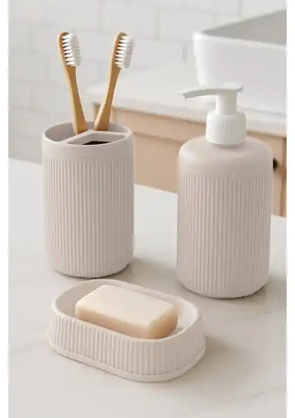 NY Home 3'lü Banyo Seti Krem: Modern ve Şık Tasarım ile Fonksiyonellik Bir Arada