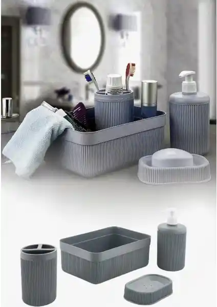 NY Home 4’lü Banyo Seti Antrasit ile Şık ve Pratik Banyo Dekorasyonu