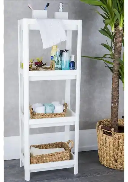 Omaş 4 Katlı Beyaz Raf Ünitesi: Modern ve Fonksiyonel Depolama Çözümü