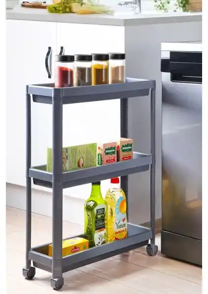 Omaş Tekerlekli Dikdörtgen 3 Katlı Raf Ünitesi Ev Düzeninde Pratik ve Estetik Çözüm