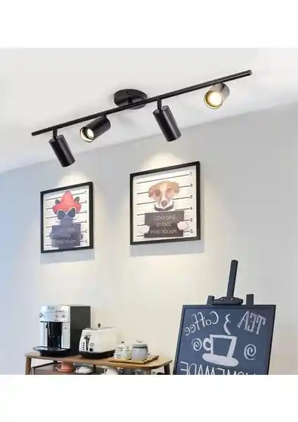 Ömür Avize Duru Siyah 4'lü Spot Ledli Modern Şık Aydınlatma Parçası
