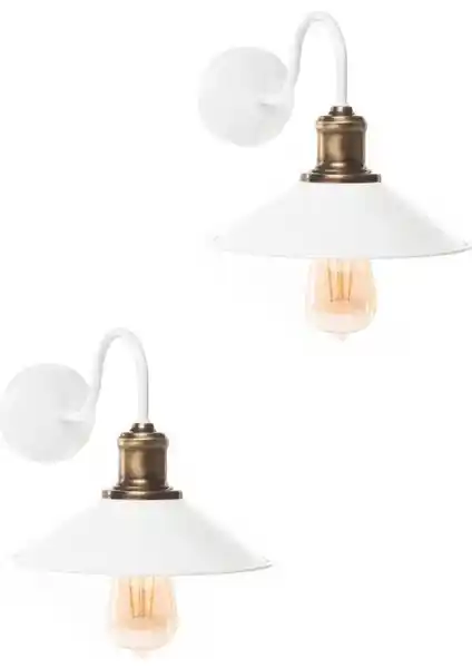 Ömür Avize Retro Aplik Beyaz Kasa Duvar Aplik 2'li: Şık ve İşlevsel Tasarım