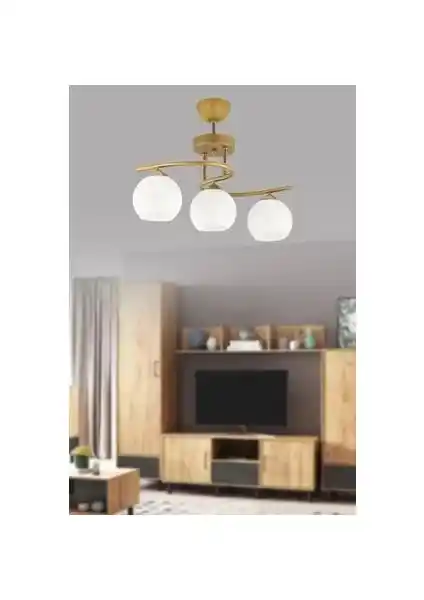 Ömür Hestia Modern 3'lü Eskitme Gold Beyaz Camlı Avize: Şık ve Fonksiyonel Tasarım