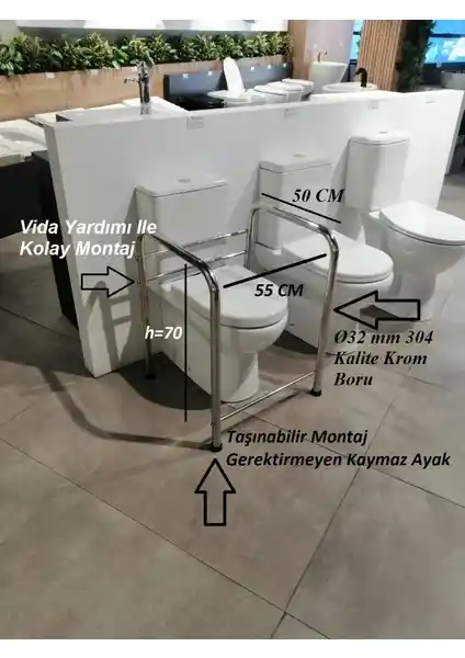 Otobir Portatif Taşınabilir Yaşlı Engelli Hamile Tutunma Barı Güvenlik ve Pratiklik Sağlar