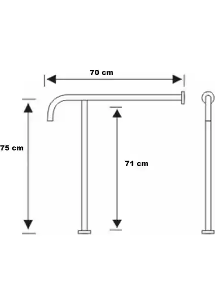 Otobir Yeni T Engelli Tutunma Barı Paslanmaz Çelik Güvenlik ve Estetik Çözüm
