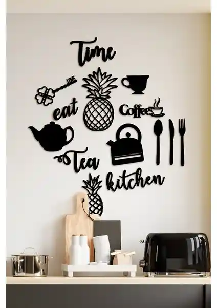 Özcanlar Çerçeve 14 Parça Mutfak Dekorasyonu Ahşap ve Lazer Kesim Tasarımlar