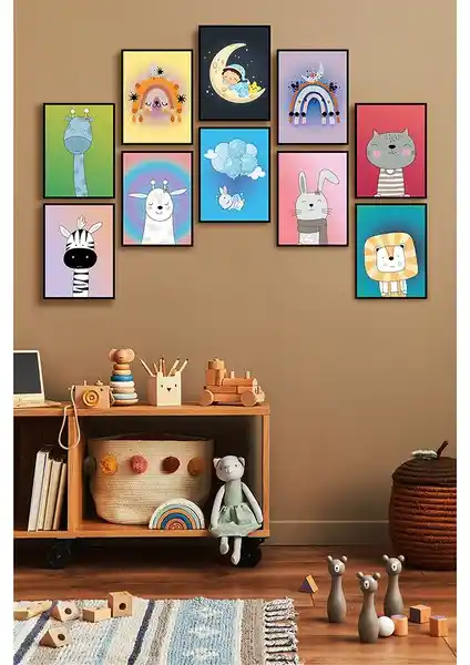 Özcanlar Çerçevesiz Bebek Odası Tablo Seti Modern ve Şık Tasarım