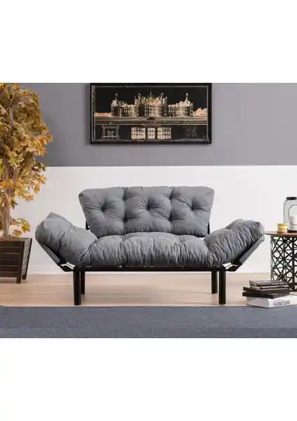 Pafu Nitta İkili Yataklı Koltuk Gri Renk Modern ve Çok Amaçlı Kullanım İçin Uygun