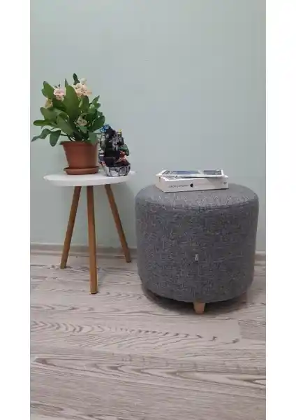 Papuli Ahşap Ayaklı Keten Kumaş Yuvarlak Puf ve Bench - Estetik ve Fonksiyonellik
