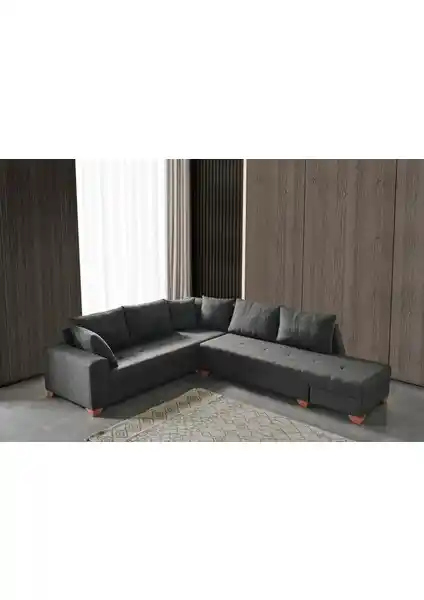 Perla Sofa Lehon Köşe Takımı Antrasit Modern Konfor ve Şıklık Sunar