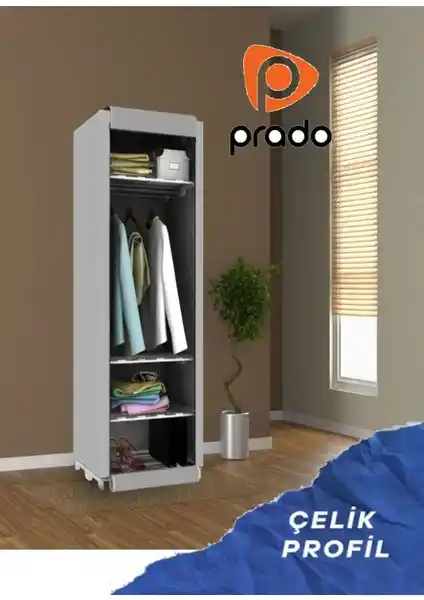 Prado Slim Fit Çelik Profilli Bez Dolap: Dayanıklı ve Şık Depolama Çözümü