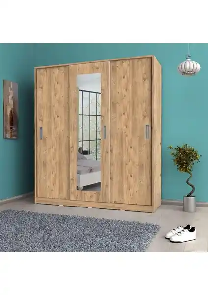 Pramo Mobilya 3 Kapak Aynalı Sürgülü Gardırop Modern ve Şık Depolama Çözümü