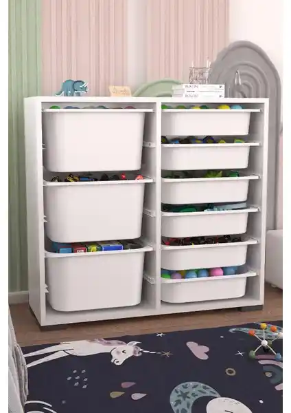 Pratico Carla 9 Sepetli Çok Amaçlı Oyuncak Dolabı Modern ve Çok Yönlü Depolama Çözümü
