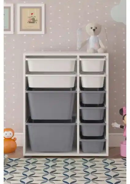 Pratico Çok Amaçlı Oyuncak Dolapları Karşılaştırması Beyaz Gri ve Sarı Beyaz Seçenekleri