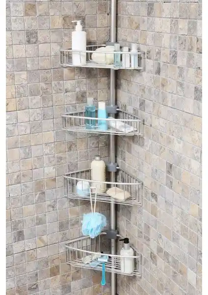 Primanova Alüminyum Yaylı Köşe Rafı M-N29-30: Dayanıklı ve Kolay Montajlı Depolama Çözümü