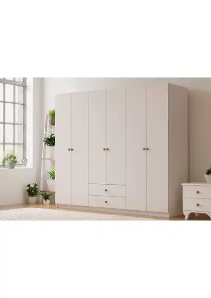 Rabi Mobilya Ecem Serisi 6 Kapaklı ve 2 Çekmeceli Modern Gardırop Özellikleri