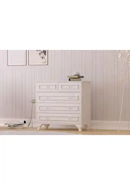 Rabi Mobilya Lina Country Çok Amaçlı 5 Çekmeceli Şifonyer Modern ve Şık Tasarım