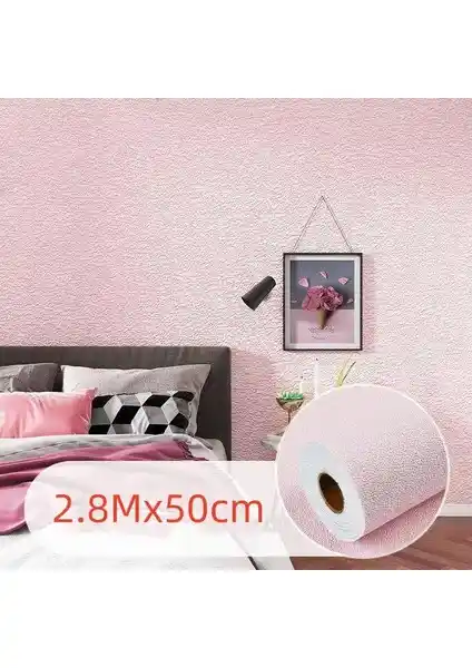 Renkli Duvarlar 50X280CM Pembe Kendinden Yapışkanlı Duvar Paneli Çevre Dostu İç Mekan Dekoru