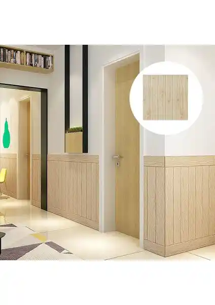 Renkli Duvarlar Kahverengi Budaklı Ahşap Kendinden Yapışkanlı Esnek Panel