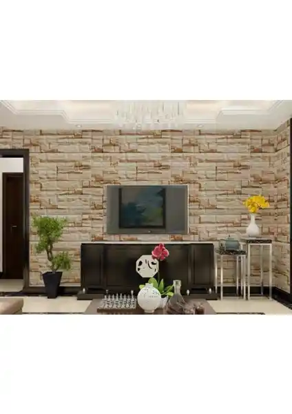 Renkli Duvarlar TV Arkası Kendinden Yapışkanlı 3D Duvar Kağıdı Paneli NW107